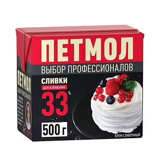 картинка Сливки животные "Петмол" 33%, 0.5л. 